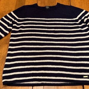 Jones New York sz M Nautical Navy and White Striped Sweater